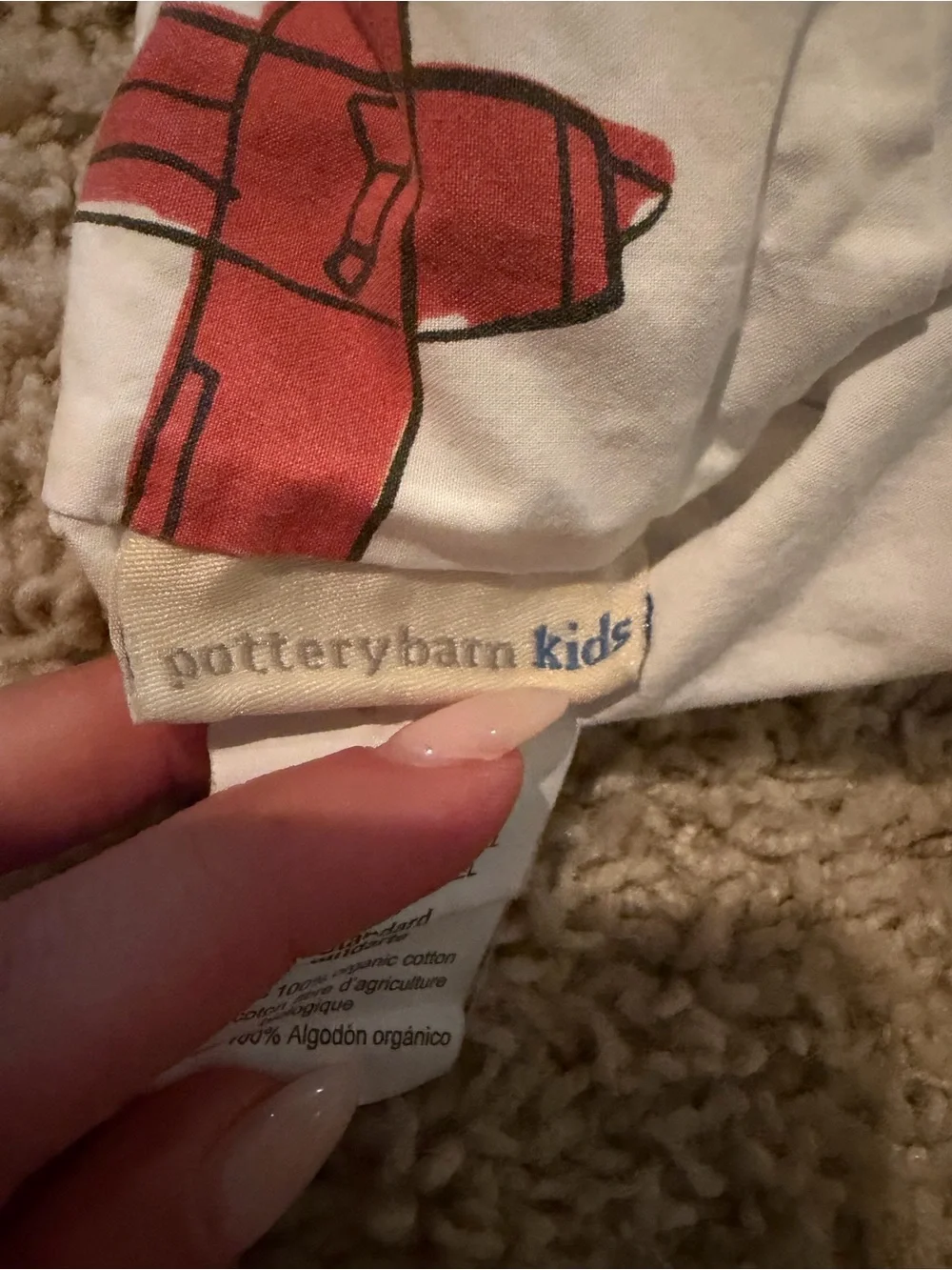 Pottery Barn Kids Organic Cotton Queen Sheet Set Red & Blue Airplane Print